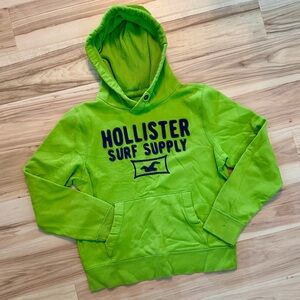 Y2K Hollister Men's Bright Green Hoodie Sweater